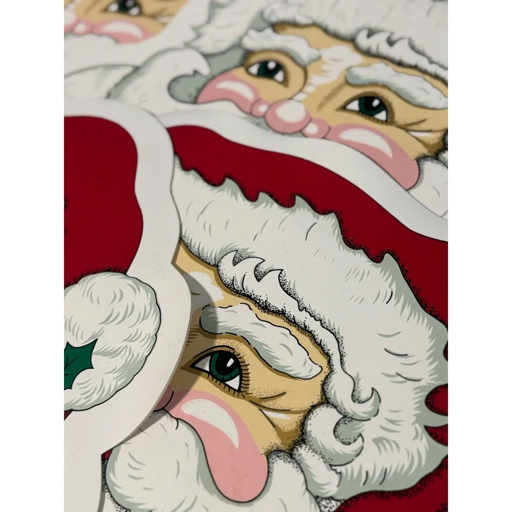 4 MCM Vtg Christmas Santa Claus Vinyl Placemats Tableware Royal Pacific 14